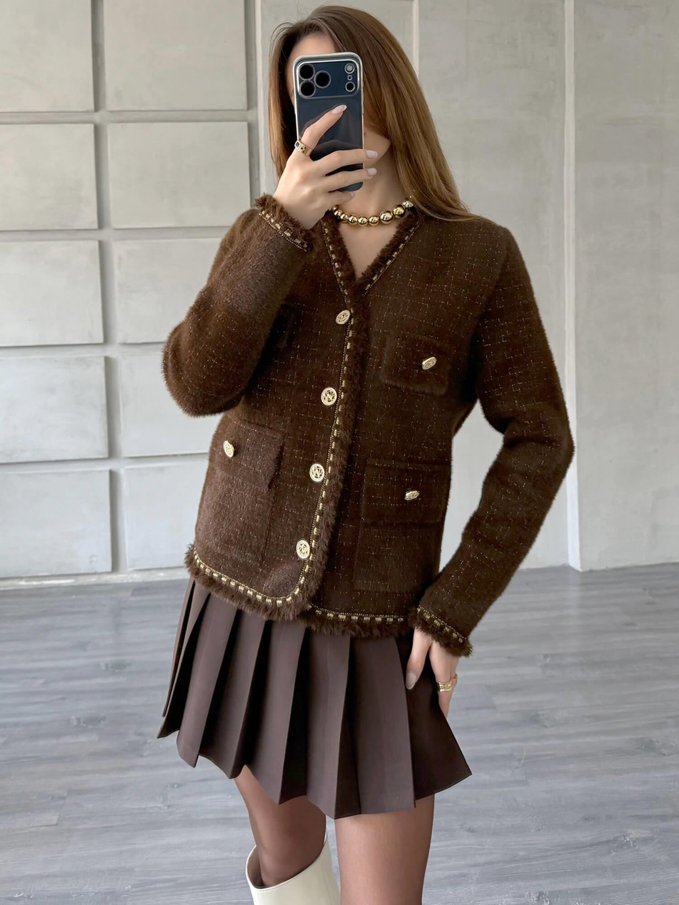 Sim Ve Püskül Detaylı Hırka 140392 KahveCoral