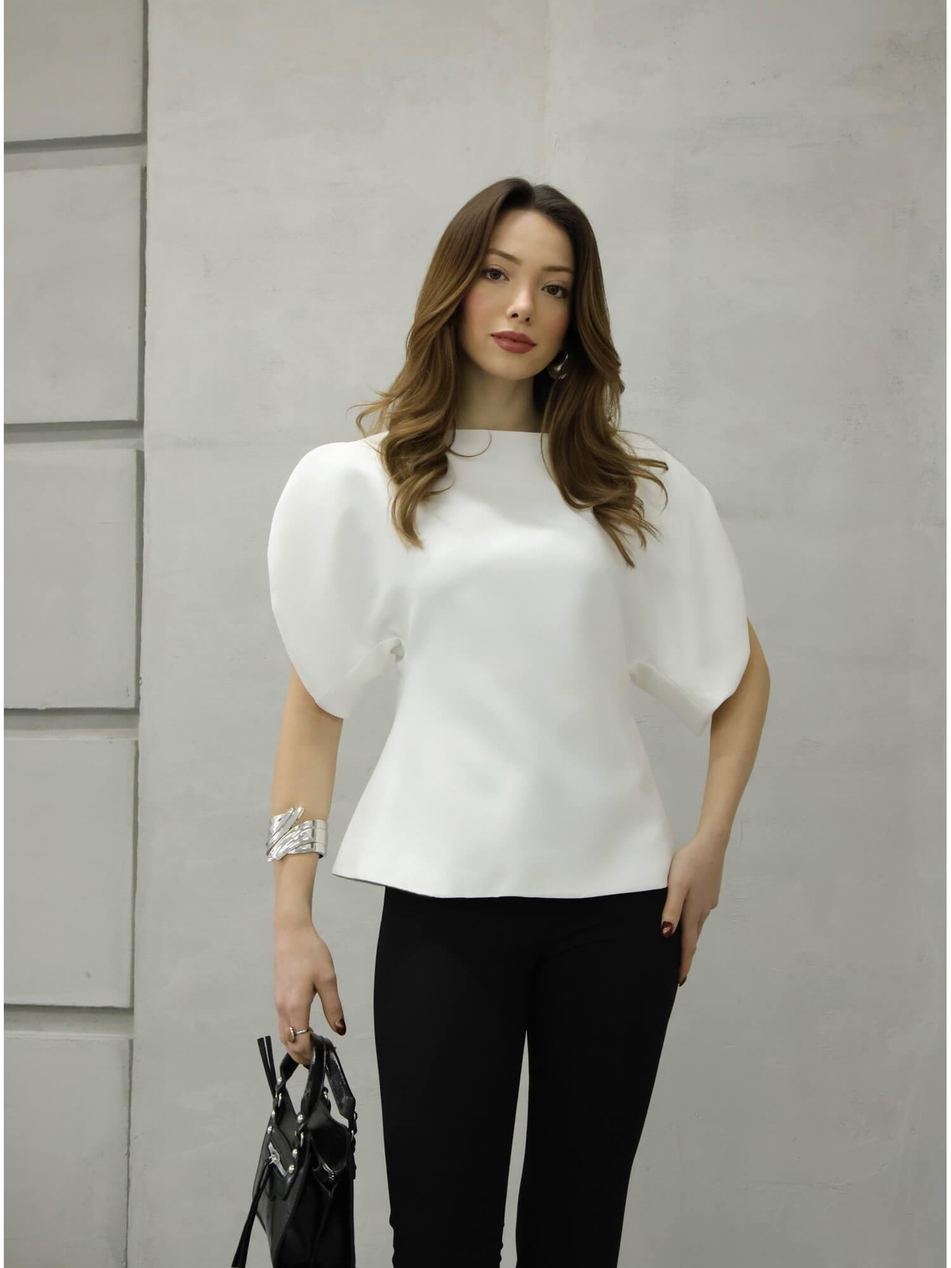 Sırtı Fermuarlı Bluz 3223 BeyazCoral