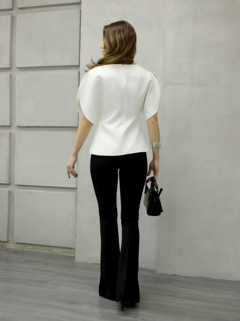 Sırtı Fermuarlı Bluz 3223 BeyazCoral