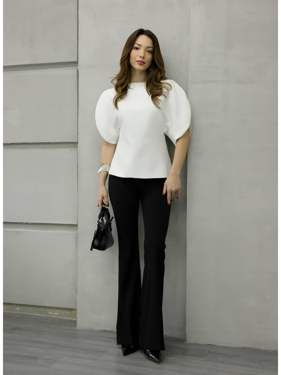 Sırtı Fermuarlı Bluz 3223 BeyazCoral