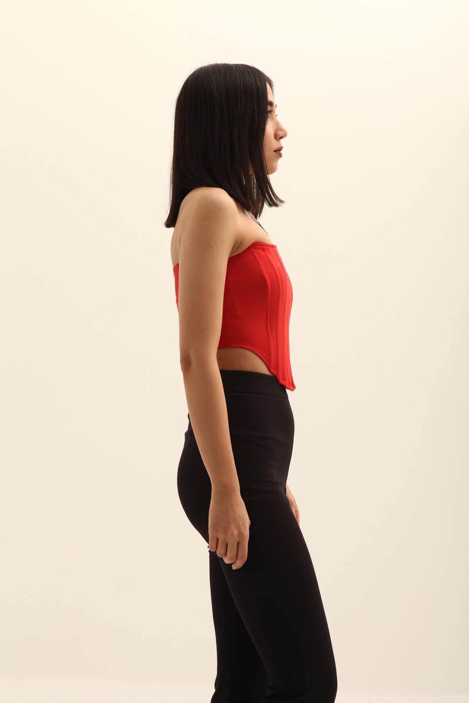 Straplez Korse Top Kırmızı-Coral