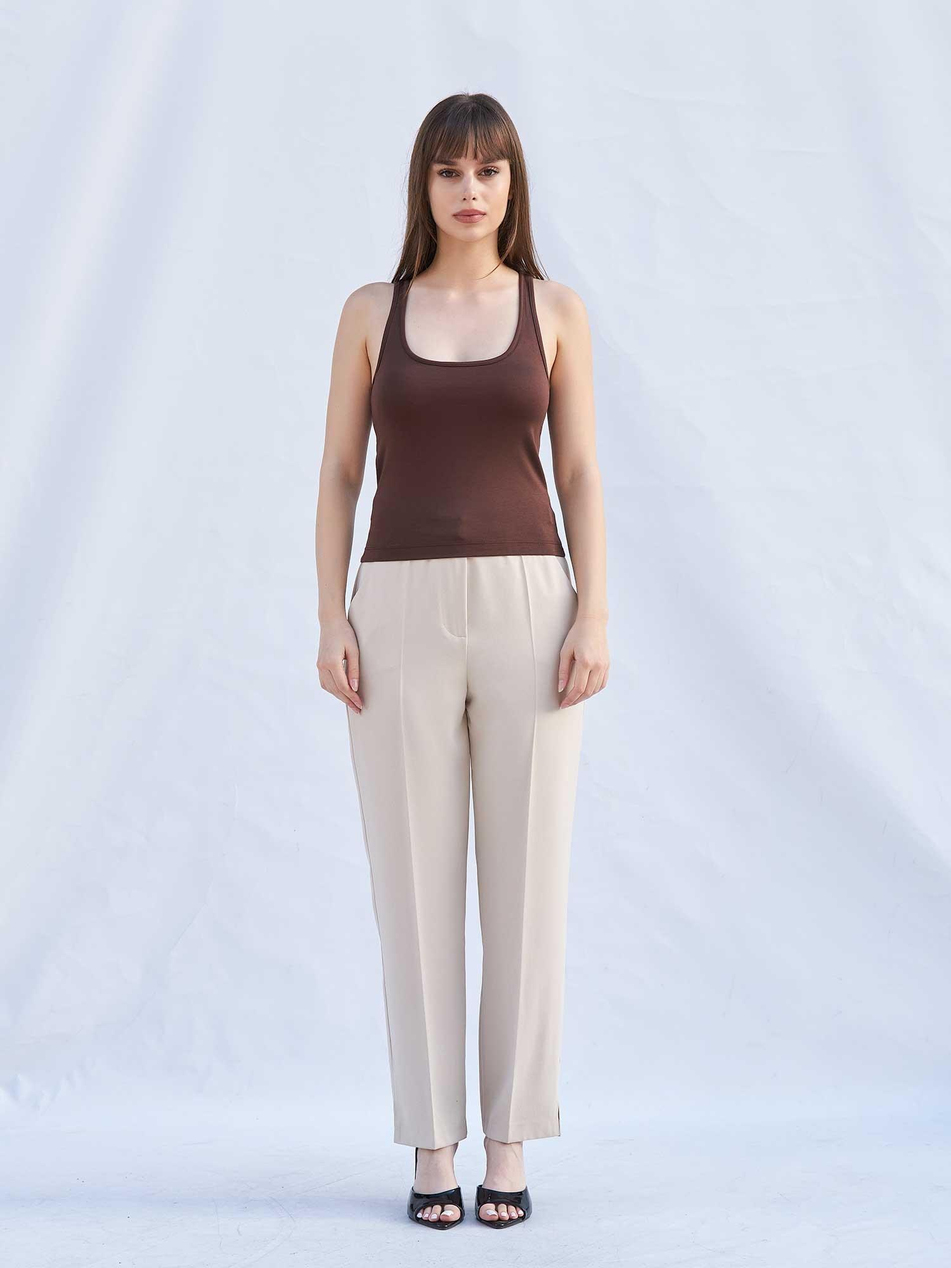 Sütyen Destekli U Yaka Body 060382 KahveCoral