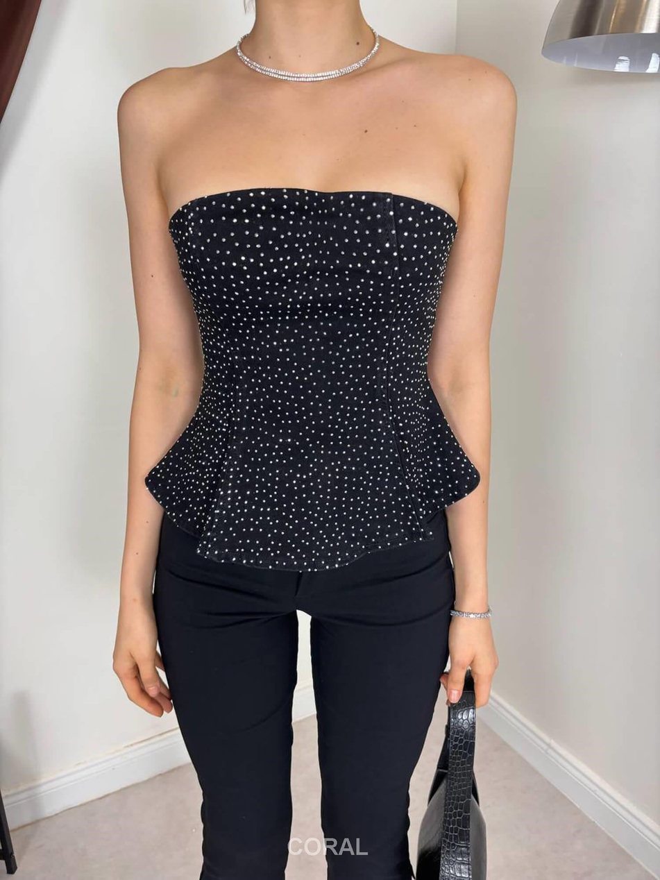 Taşlı Bluz 30134 LacivertCoral