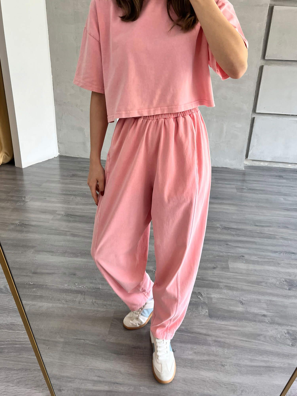 Tişörtlü Eşofman Takımı Pembe-Coral