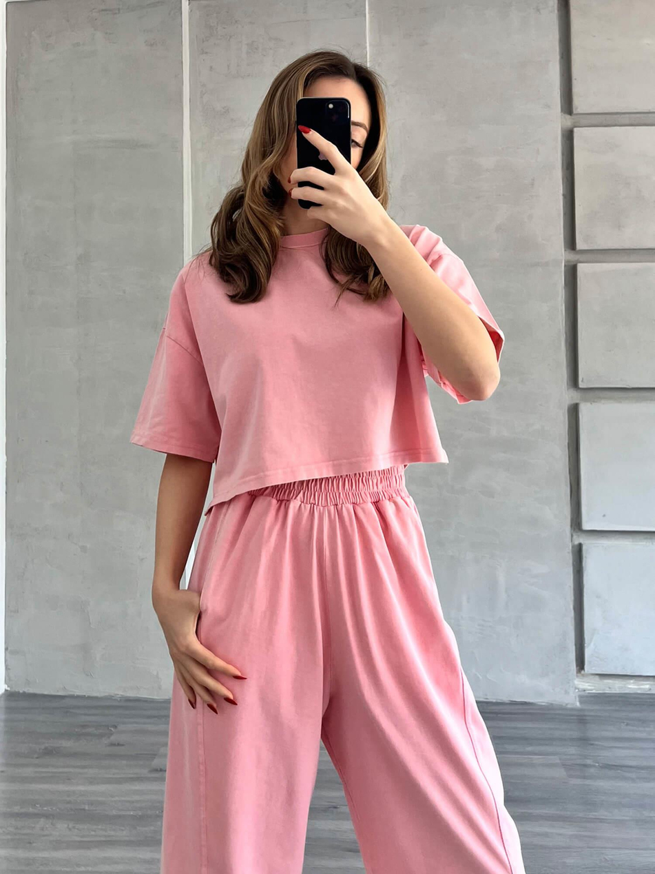 Tişörtlü Eşofman Takımı Pembe-Coral