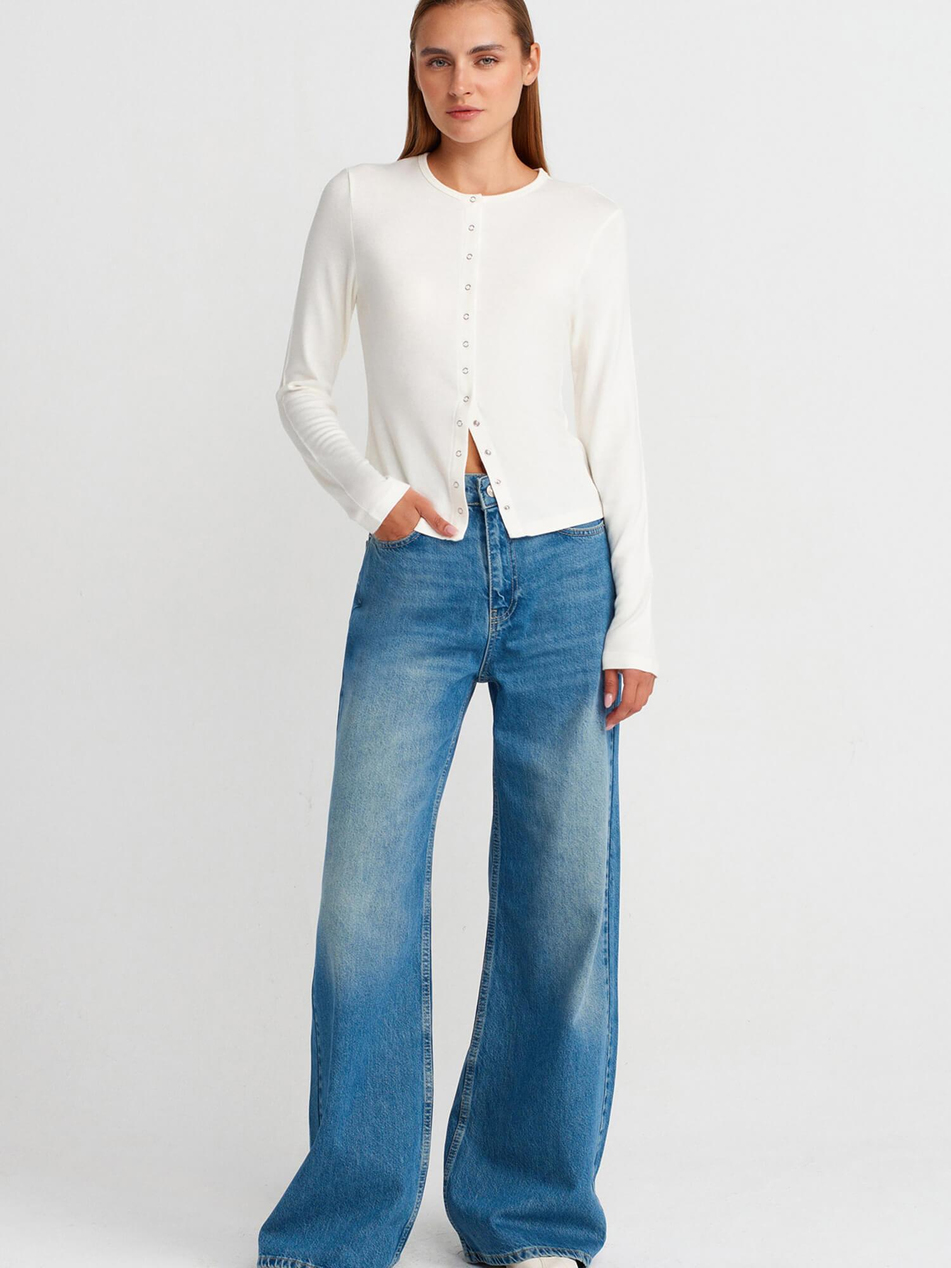 Uzun Kollu Hırka 32055 EkruCoral