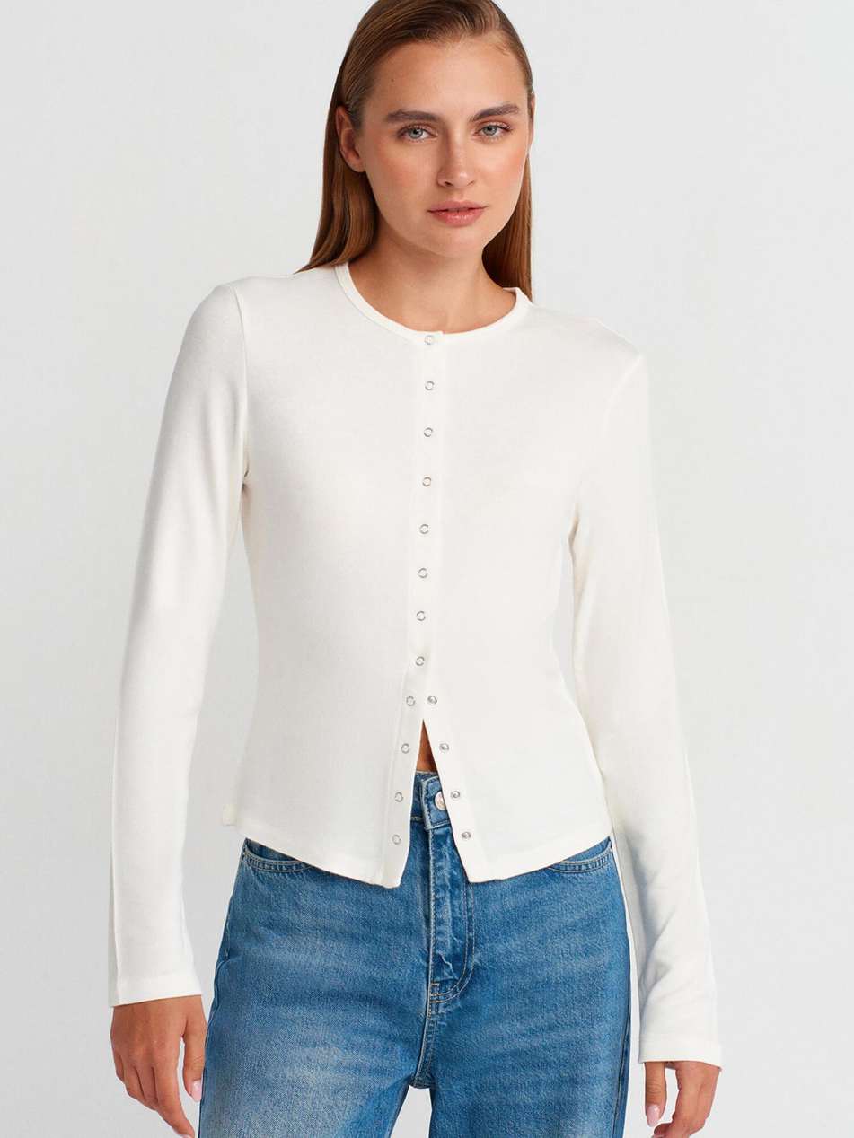 Uzun Kollu Hırka 32055 EkruCoral