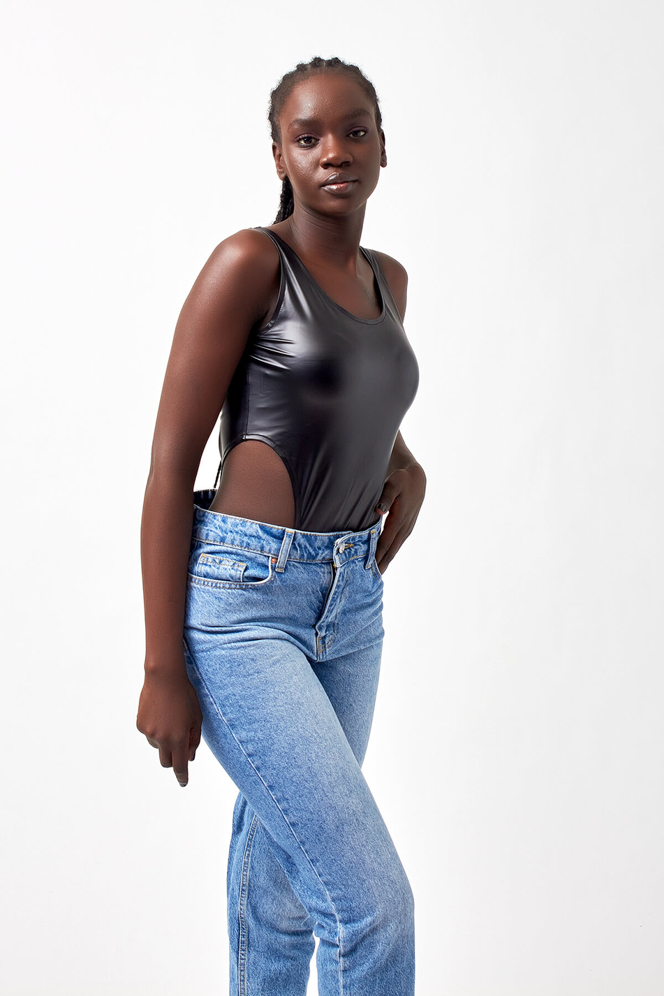 Vegan Deri Body Siyah-Coral