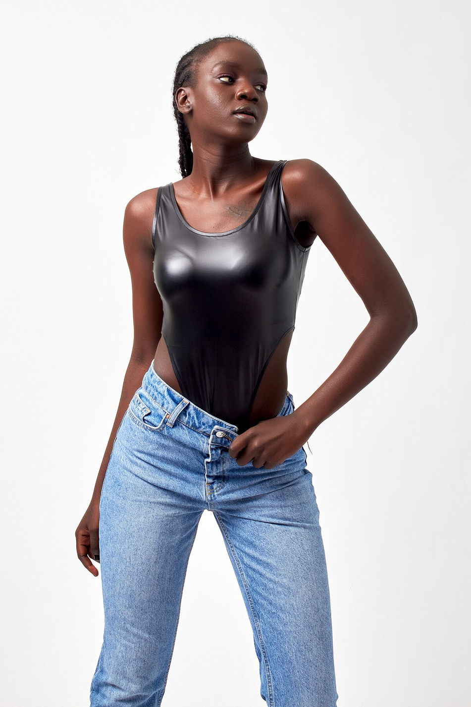 Vegan Deri Body Siyah-Coral