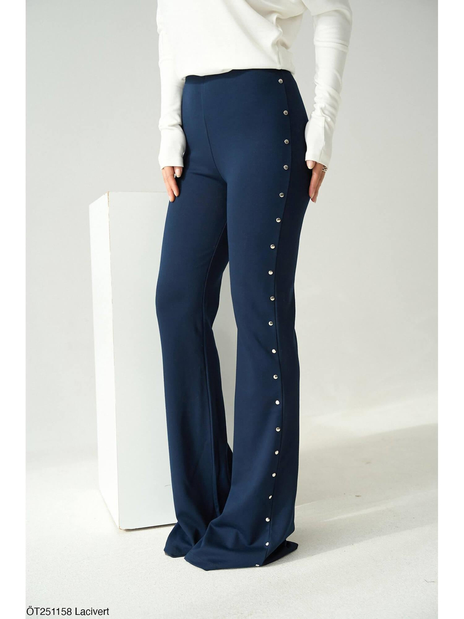 Yanları Çakımlı İspanyol Paça Tayt Öt251158 LacivertCoral