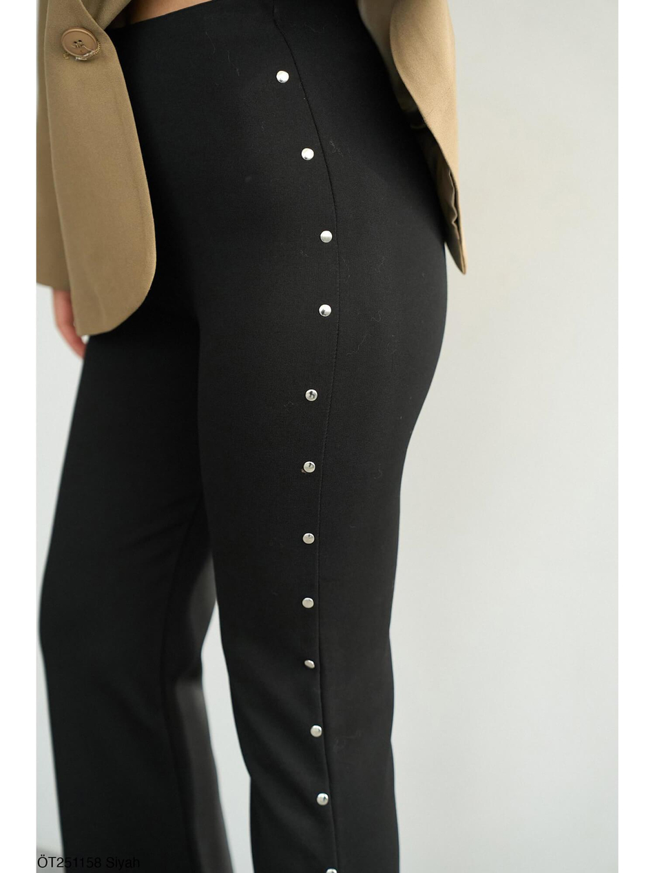 Yanları Çakımlı İspanyol Paça Tayt Öt251158 SiyahCoral