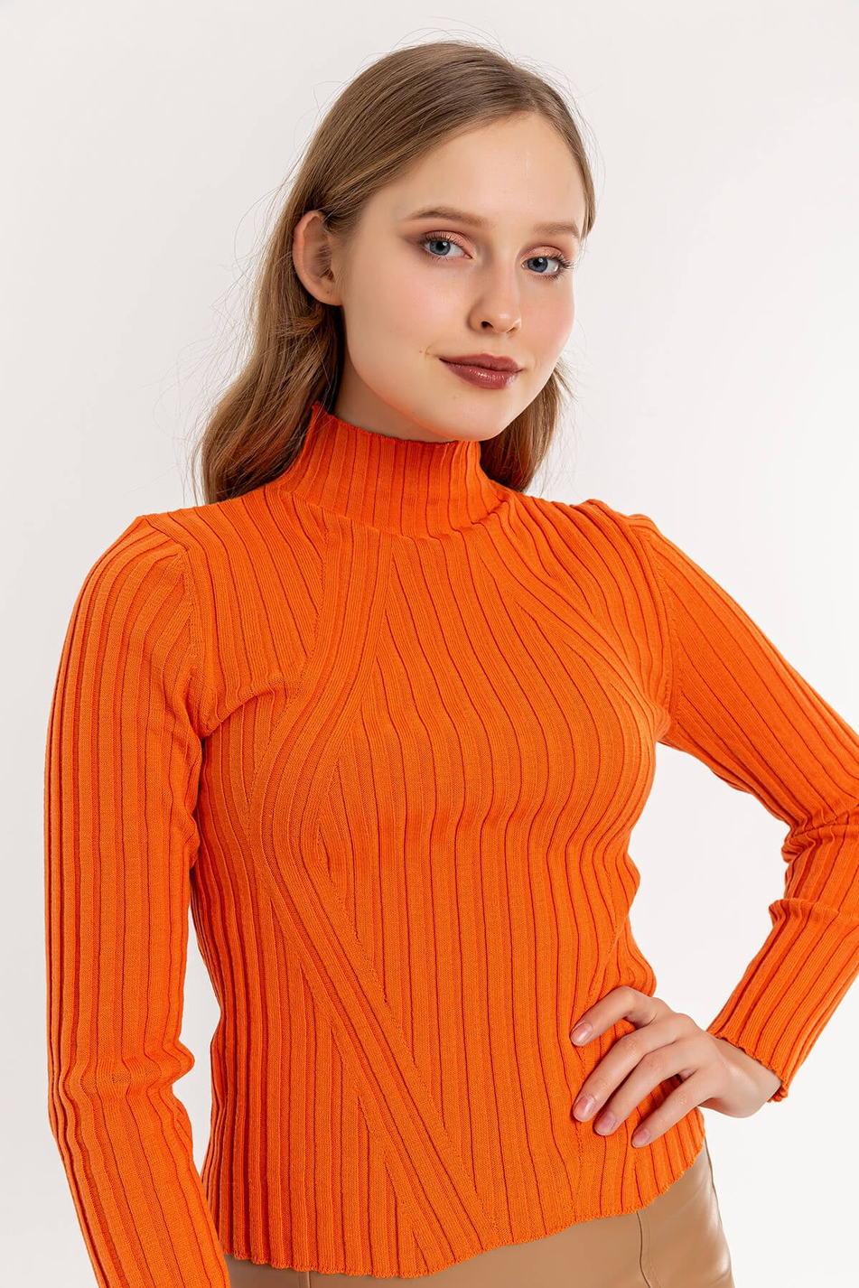 Yarım Balıkçı Fitilli Kazak Oranj-Coral