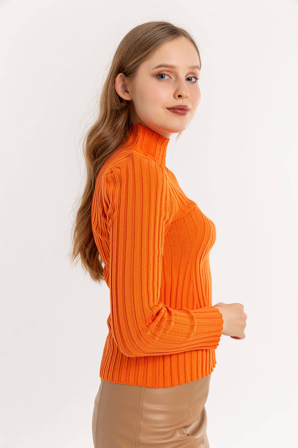 Yarım Balıkçı Fitilli Kazak Oranj-Coral