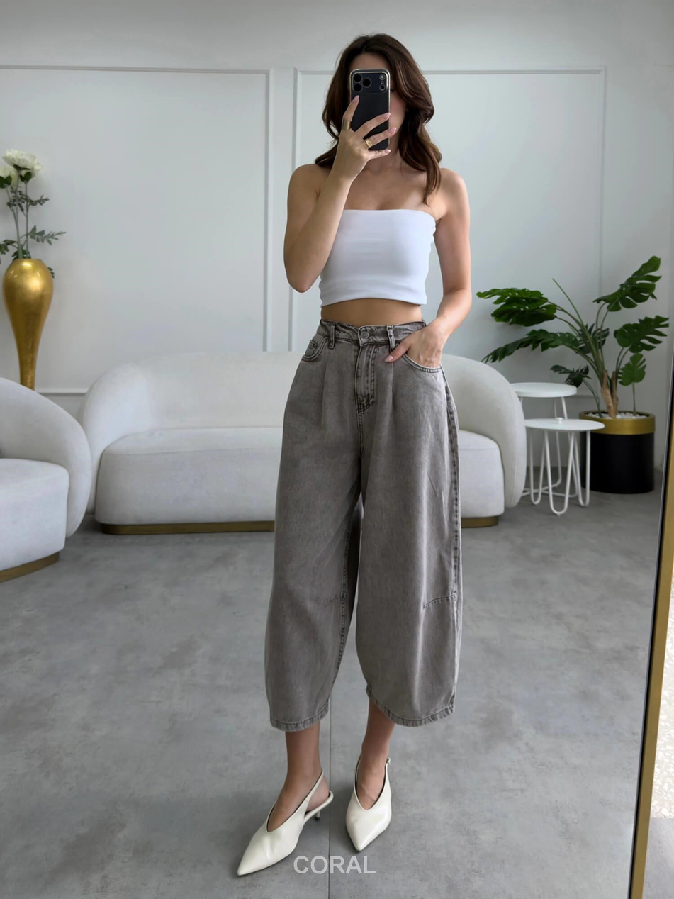 Yıkamalı Baggy Kot Pantolon 0107 Sütlü KahveCoral