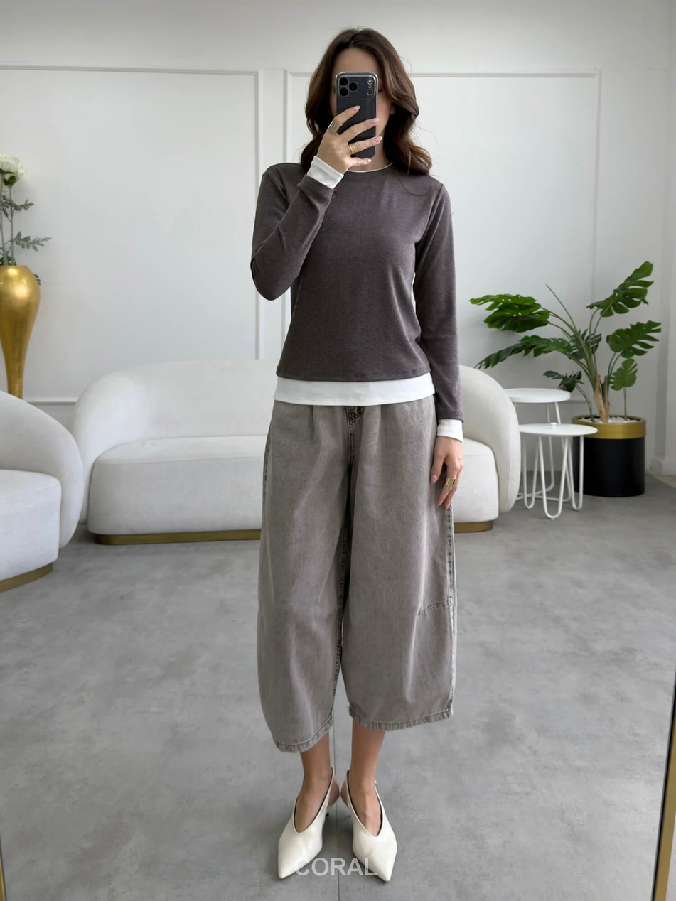 Yıkamalı Baggy Kot Pantolon 0107 Sütlü KahveCoral