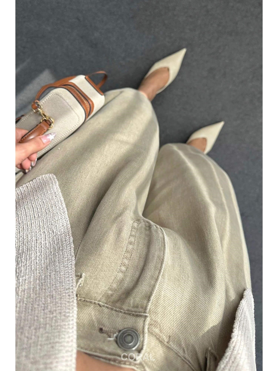 Yıkamalı Baggy Kot Pantolon 0107 TaşCoral