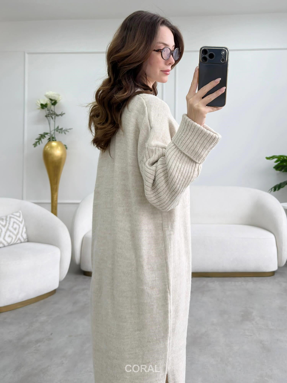 Yırtmaçlı Hırka 92573 TaşCoral