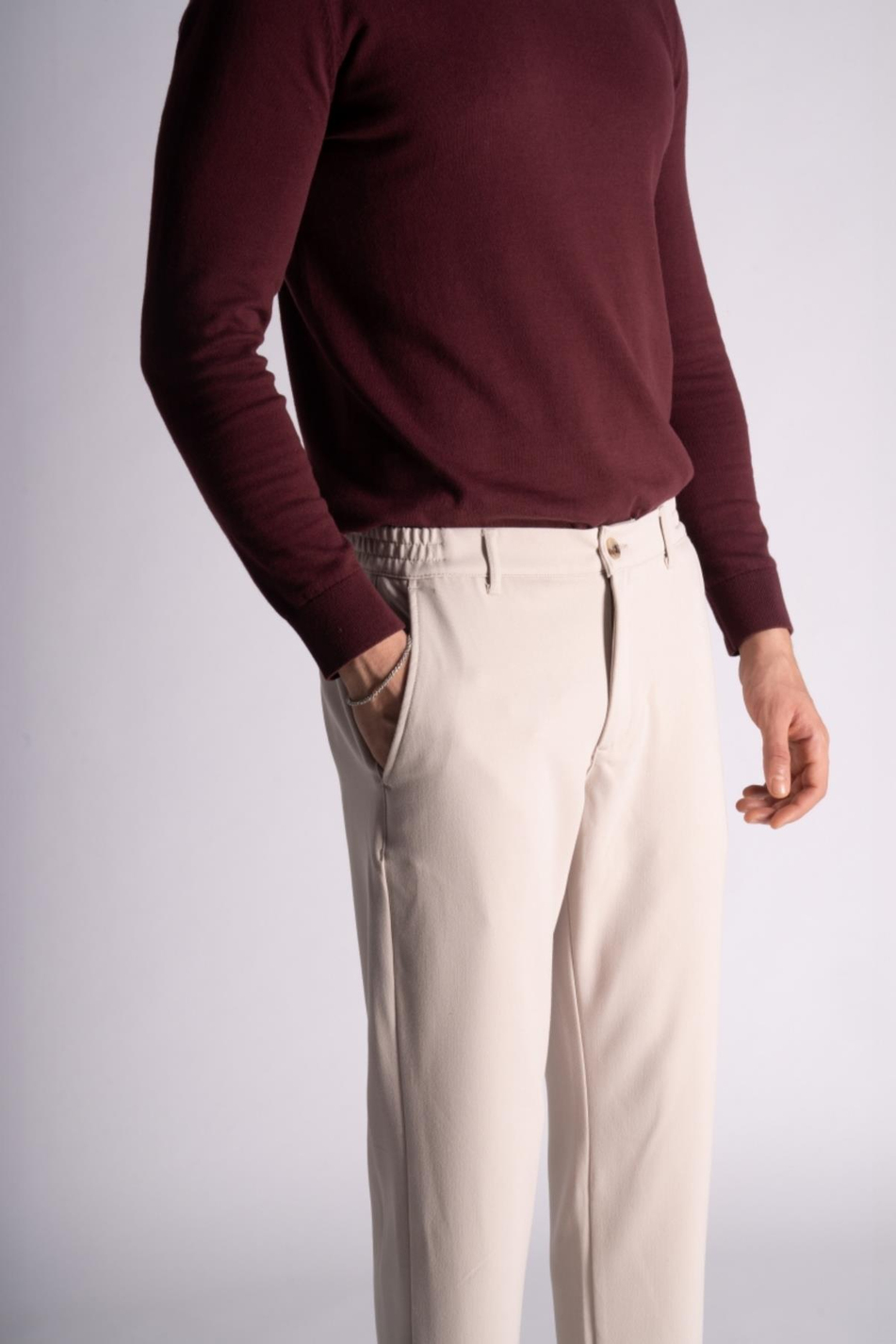Beli Yarım Lastikli Chino Crop Pantalon