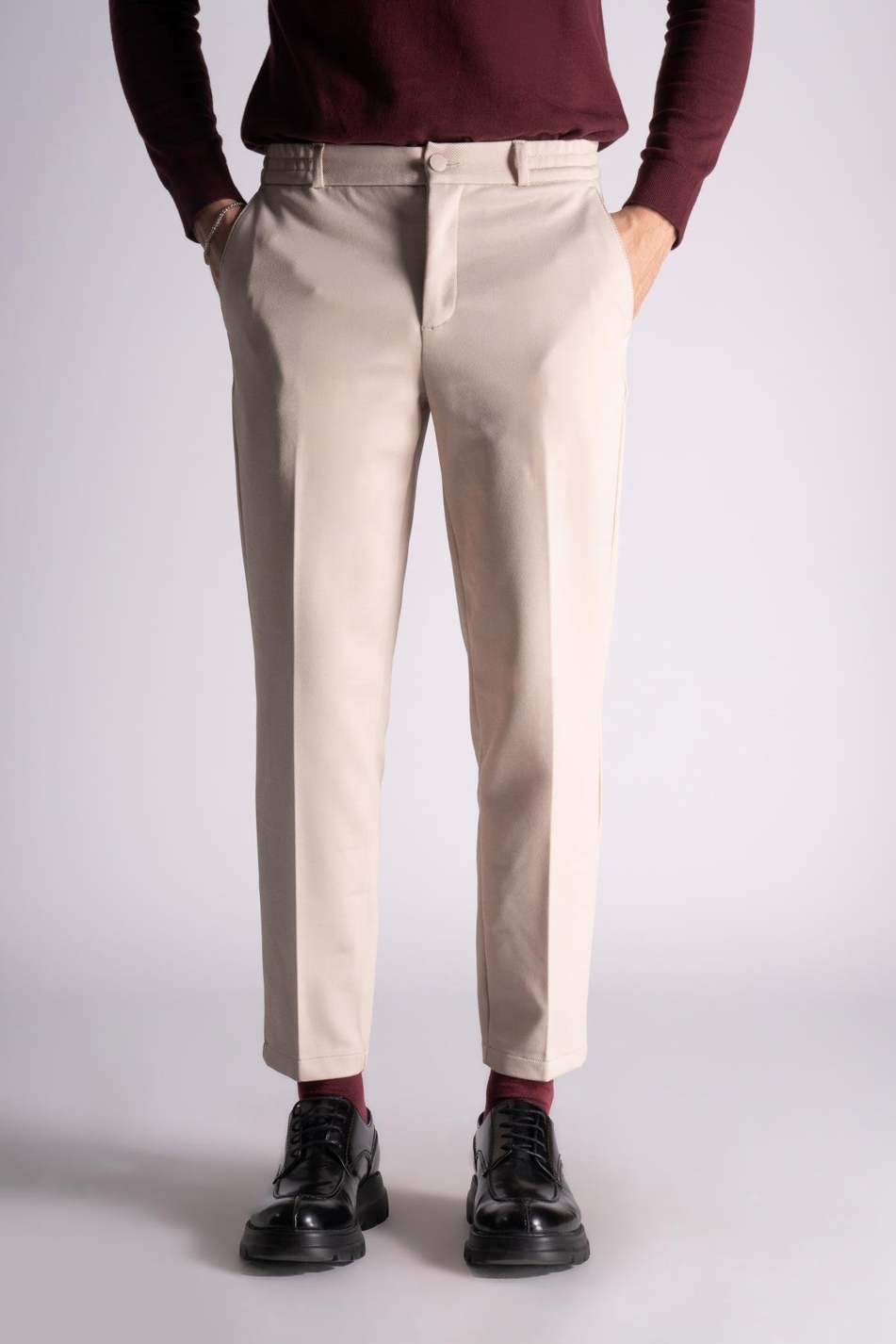 Beli Yarım Lastikli Chino Crop Pantolon