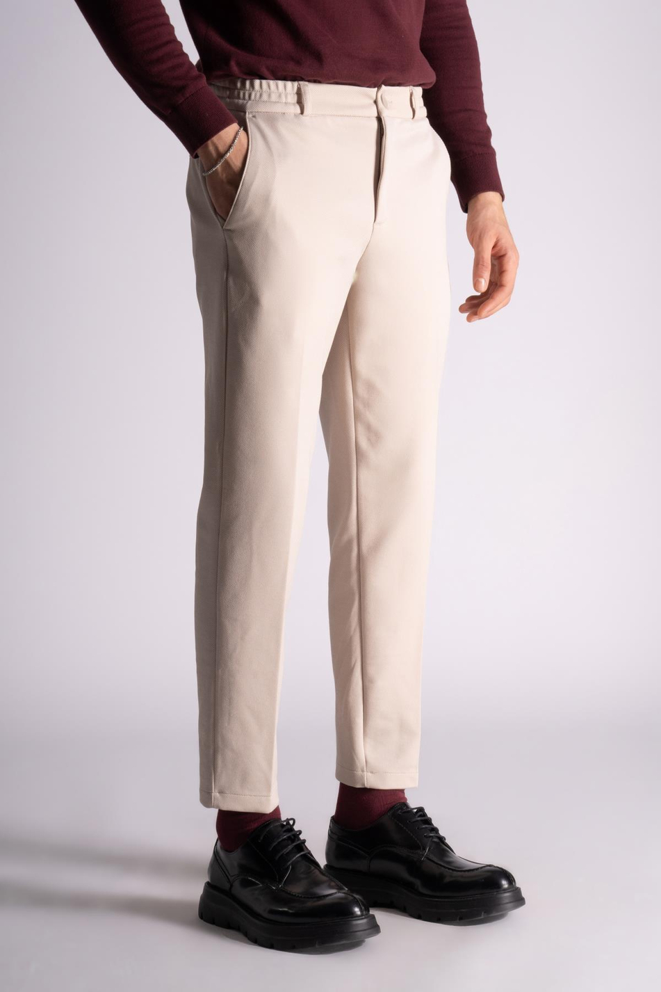 Beli Yarım Lastikli Chino Crop Pantolon