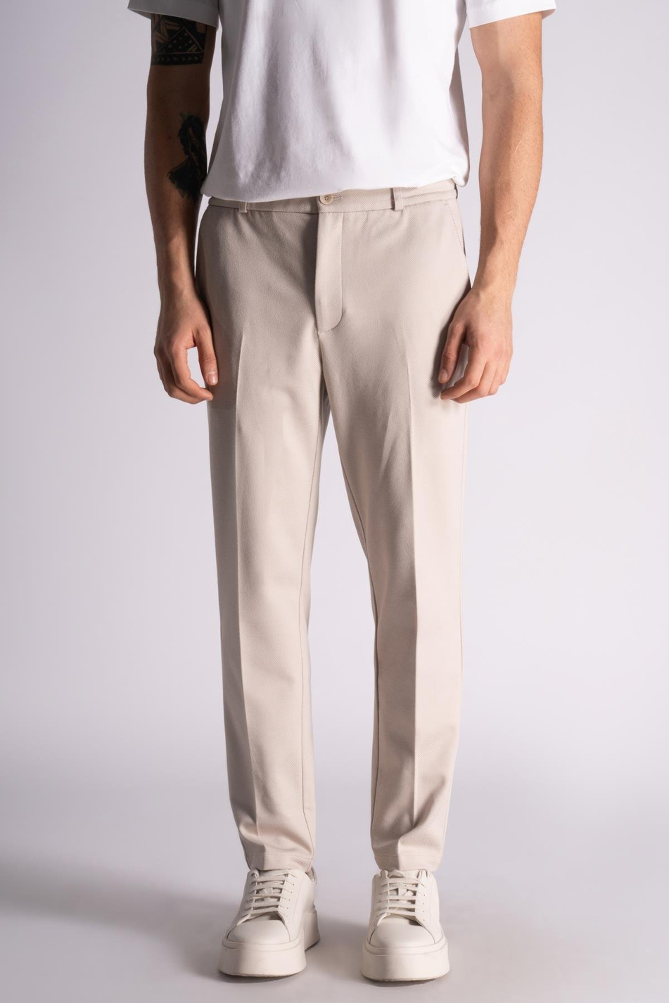 Beli Yarım Lastikli Slim Fit Chino Crop Pantalon