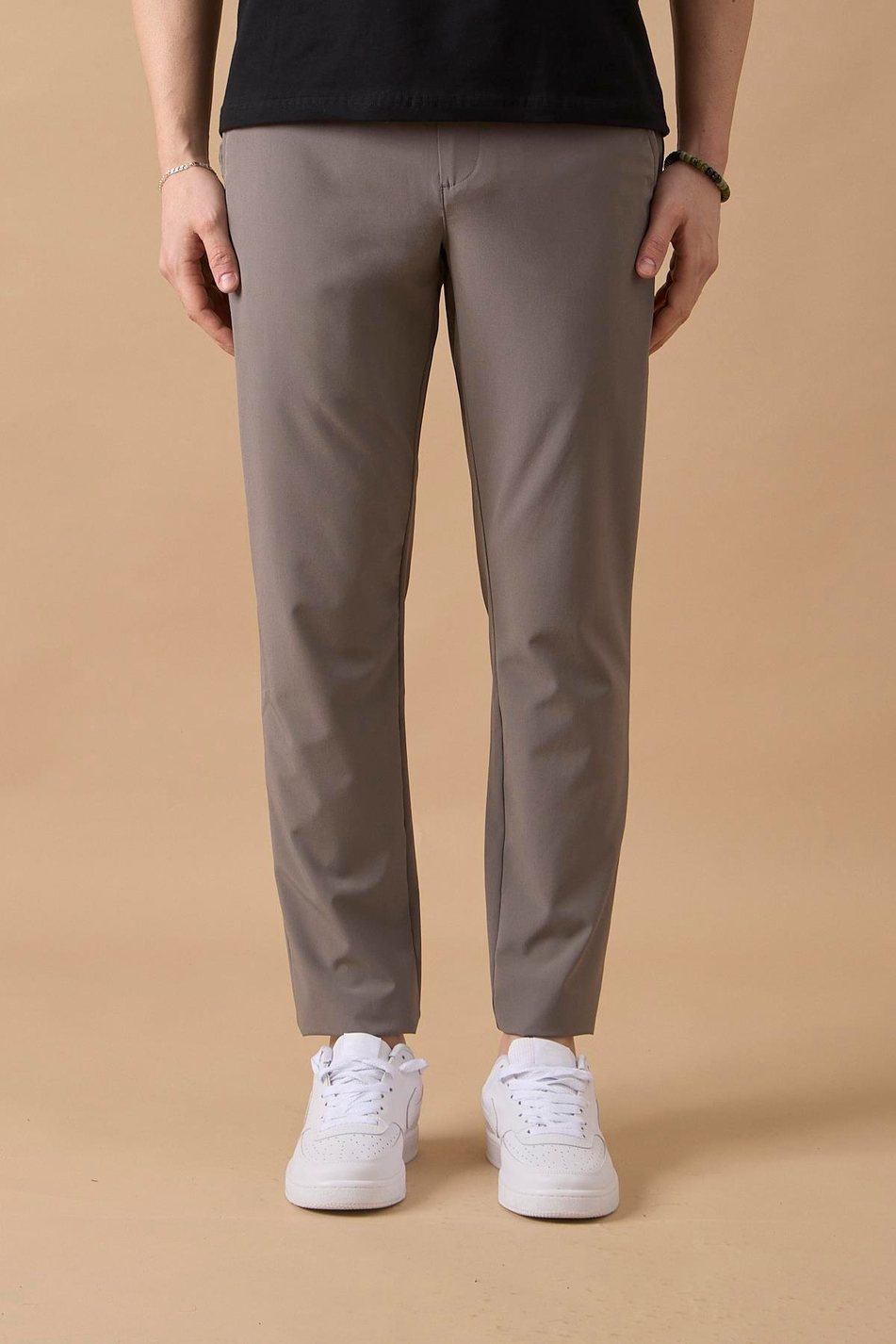 Erkek Arka Cepleri Fermuarlı Gri Jogger Pantolon