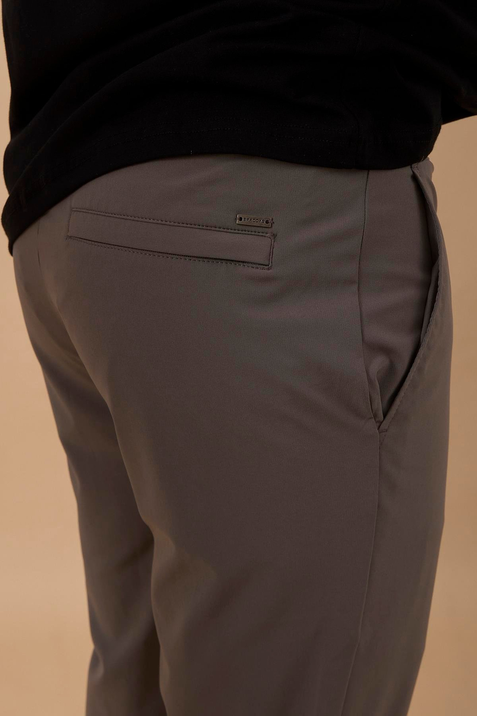 Erkek Arka Cepleri Fermuarlı Gri Jogger Pantolon