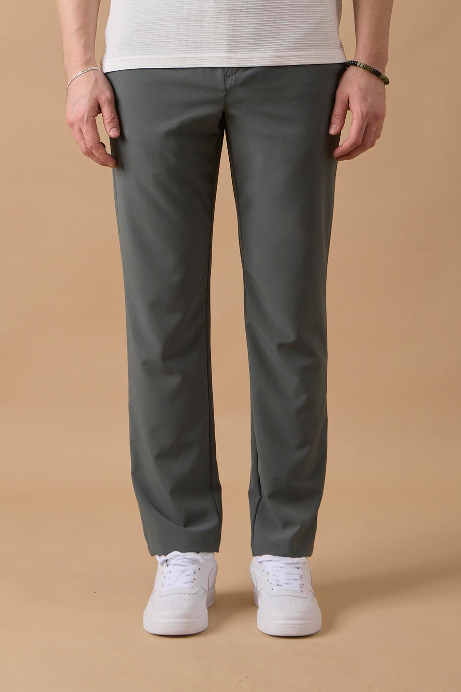 Erkek Arka Cepleri Fermuarlı Yeşil Jogger Pantolon