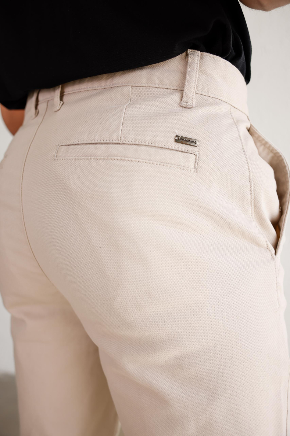 Erkek Armürlü Slim Fit Bej Pantolon