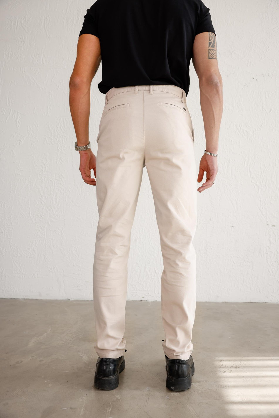 Erkek Armürlü Slim Fit Bej Pantolon