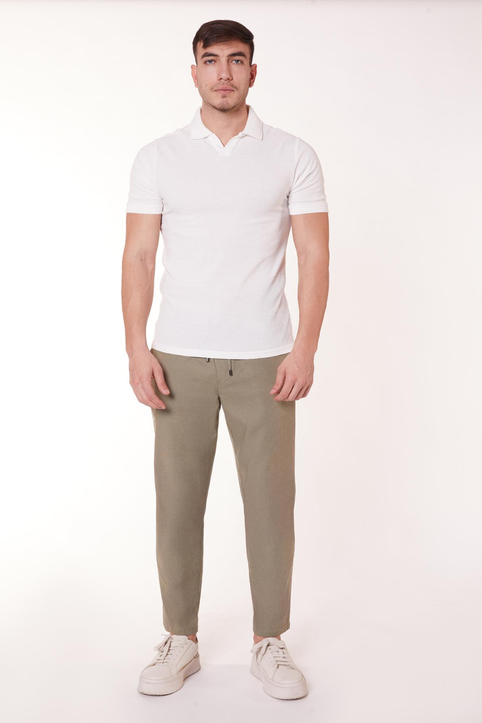 Erkek Beli Bağcıklı Yandan Cepli Yeşil Jogger Pantolon