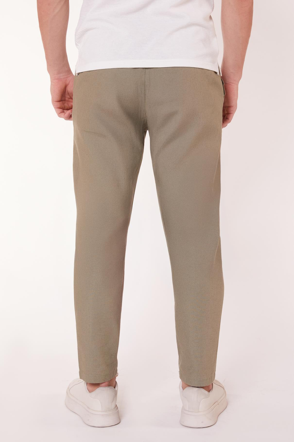 Erkek Beli Bağcıklı Yandan Cepli Yeşil Jogger Pantolon