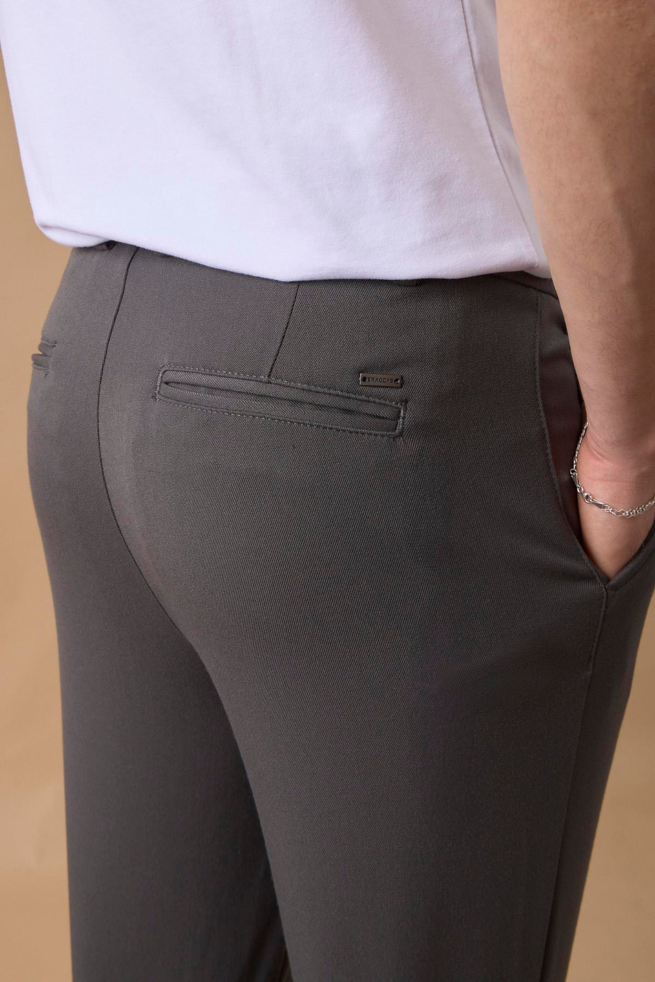 Erkek Beli Lastikli  Antrasit Chino Pantolon