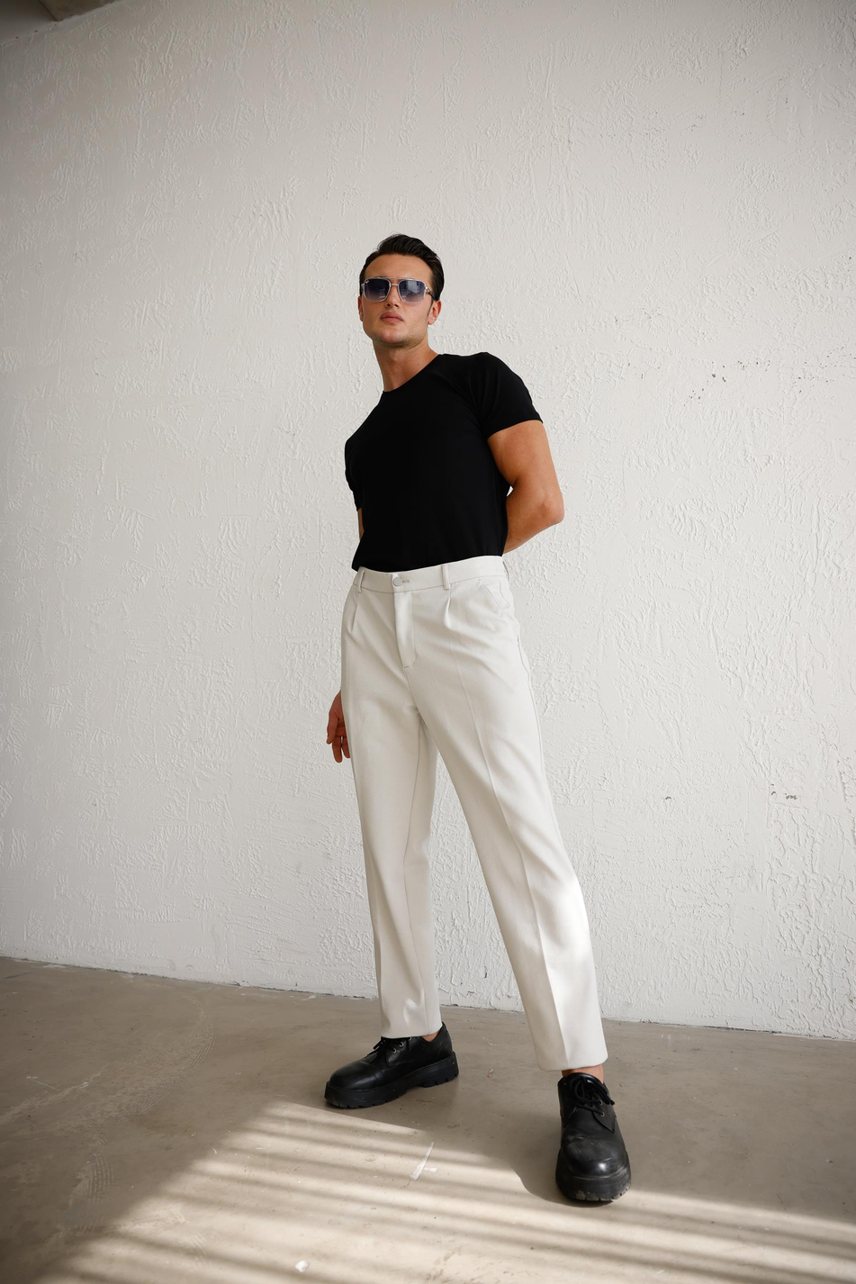 Erkek Beli Lastikli Rahat Kesim Gri Pantolon