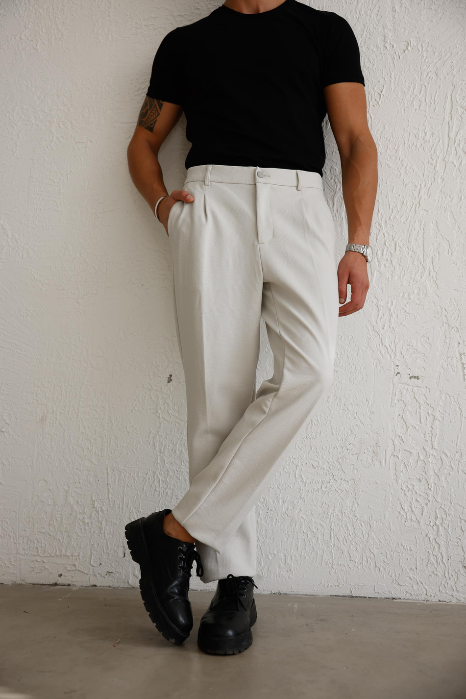 Erkek Beli Lastikli Rahat Kesim Gri Pantolon