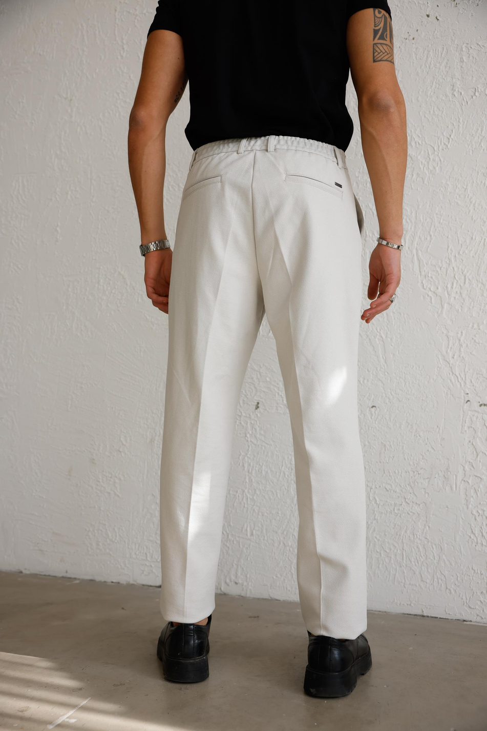 Erkek Beli Lastikli Rahat Kesim Gri Pantolon