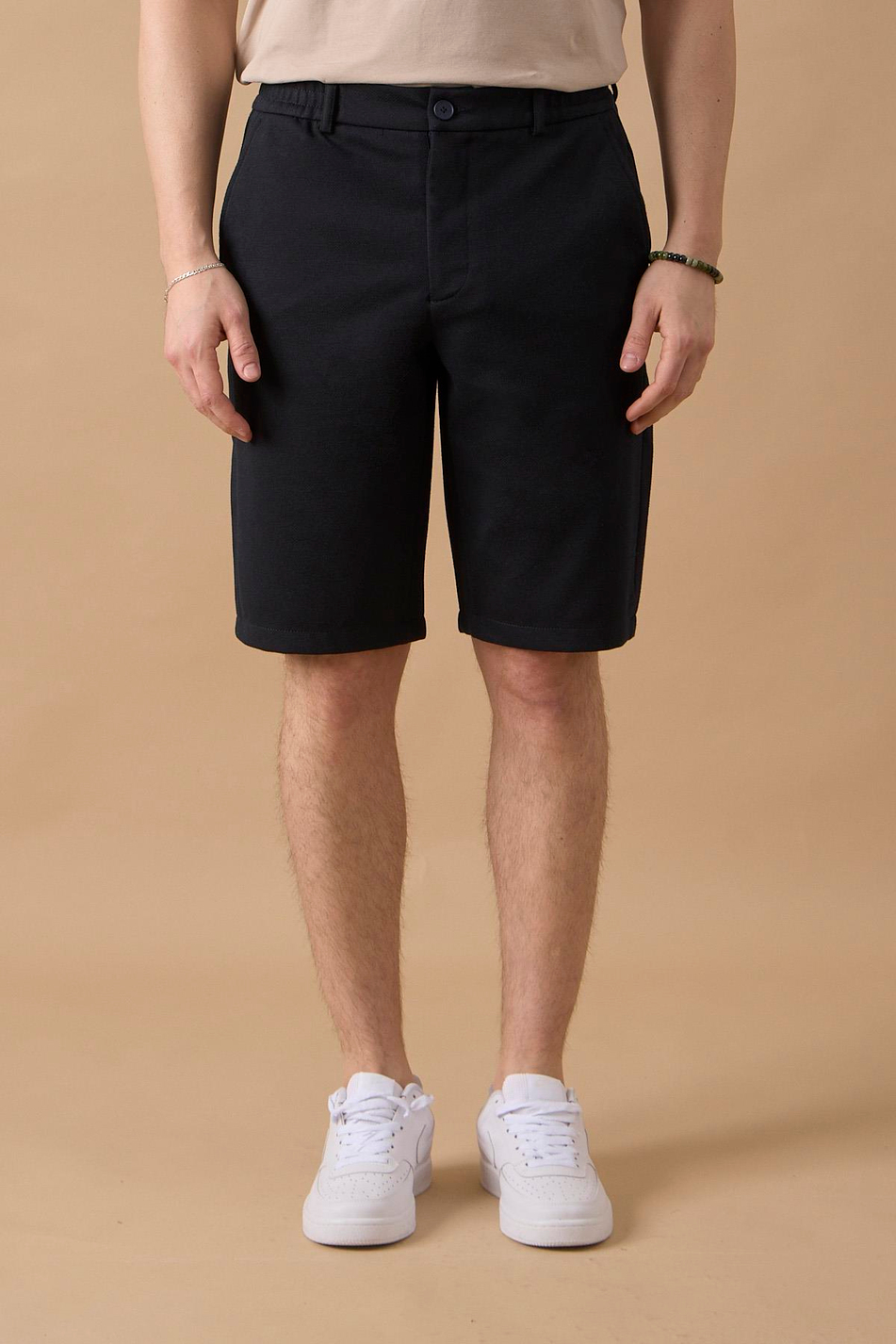Erkek Beli Lastikli Rahat Kesim Lacivert Şort