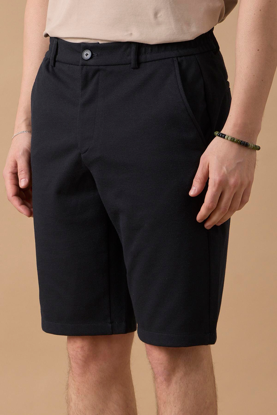 Erkek Beli Lastikli Rahat Kesim Lacivert Şort