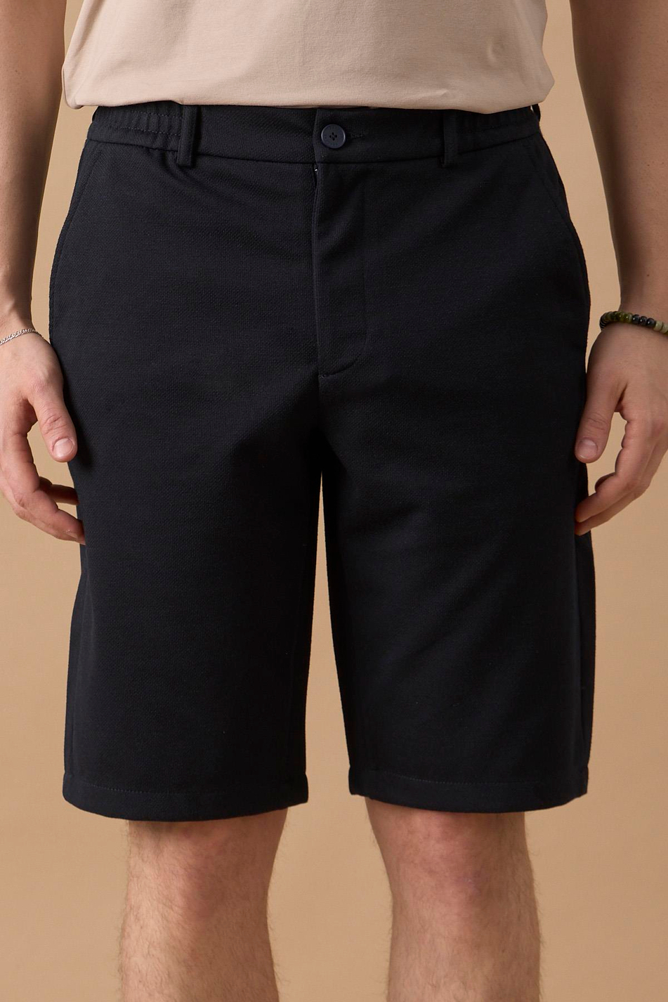 Erkek Beli Lastikli Rahat Kesim Lacivert Şort