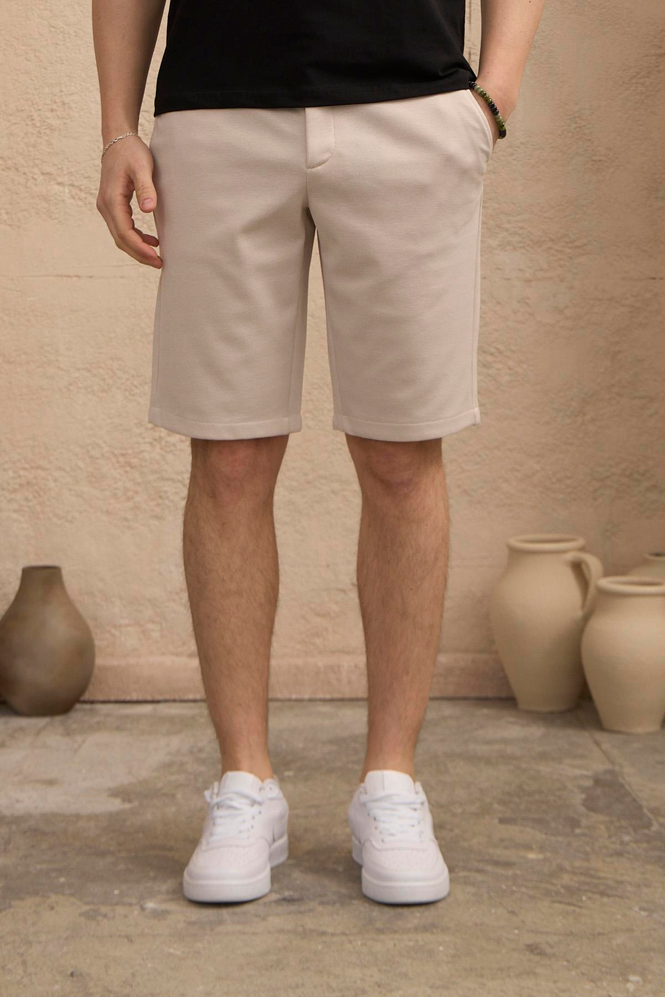 Erkek Beli Lastikli Rahat Kesim Taş Şort