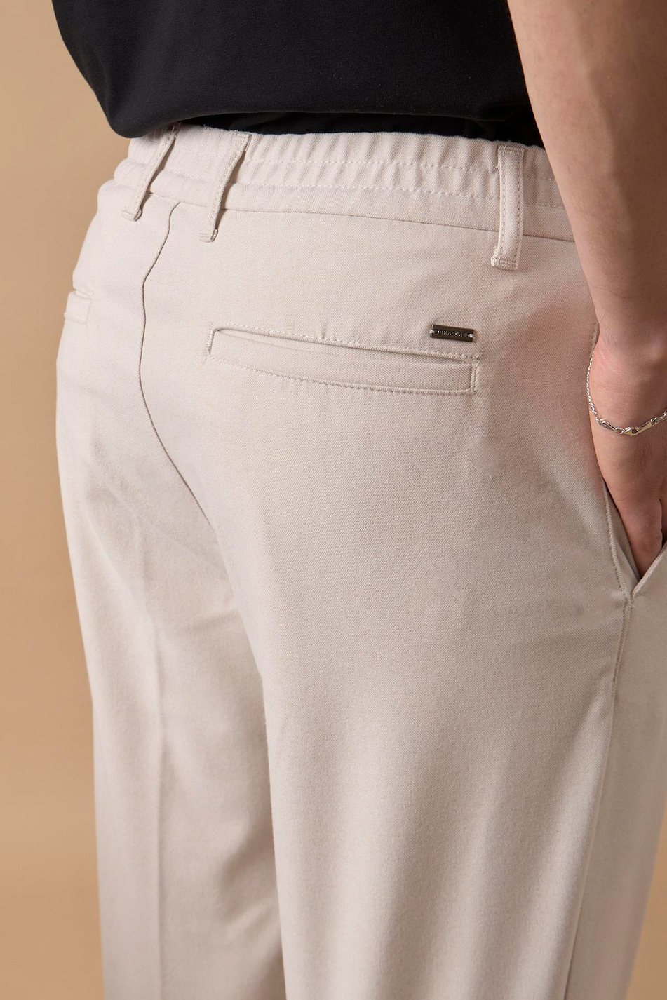 Erkek Beli Lastikli Taş Chino Pantolon