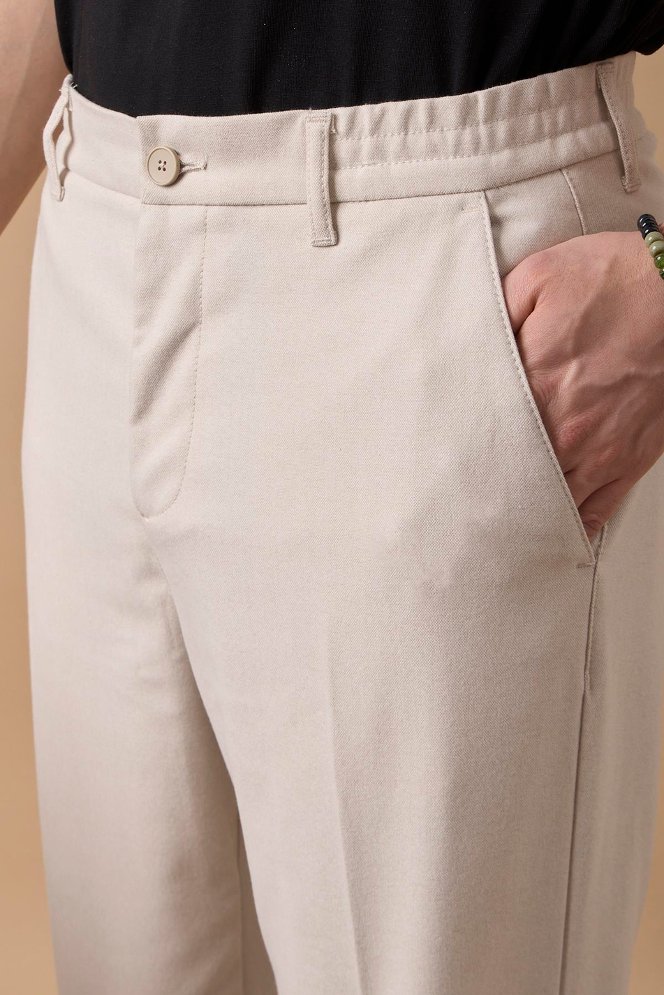 Erkek Beli Lastikli Taş Chino Pantolon