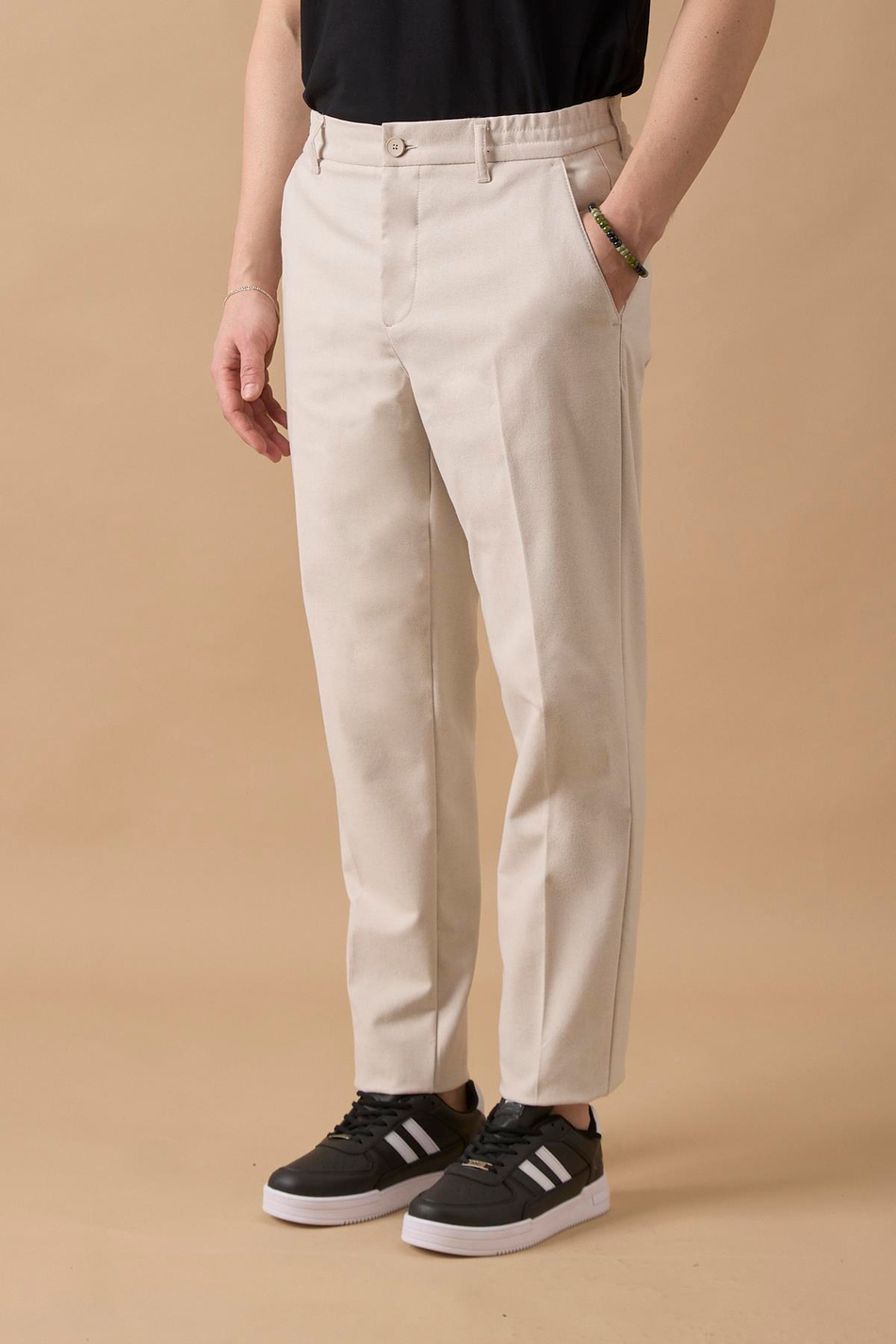 Erkek Beli Lastikli Taş Chino Pantolon