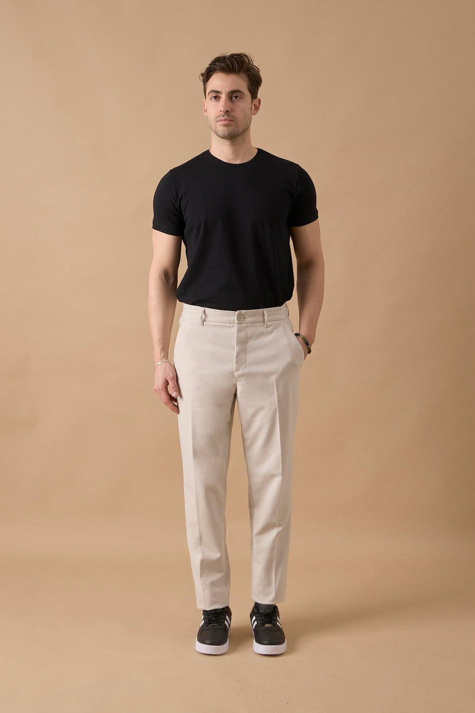 Erkek Beli Lastikli Taş Chino Pantolon