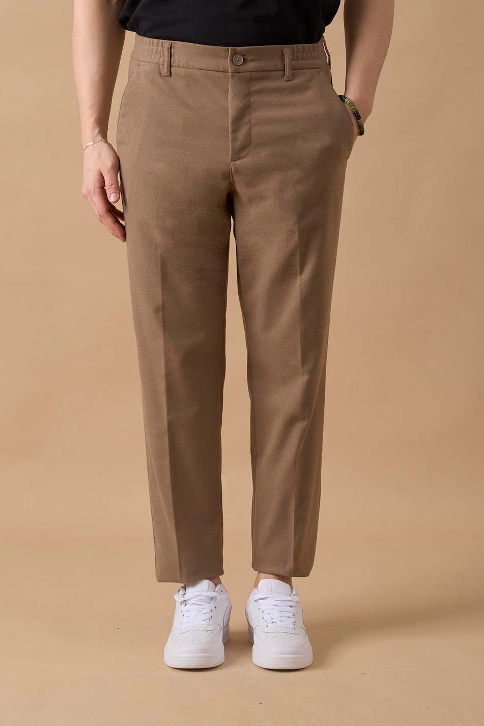 Erkek Beli Lastikli Vizon Chino Pantolon