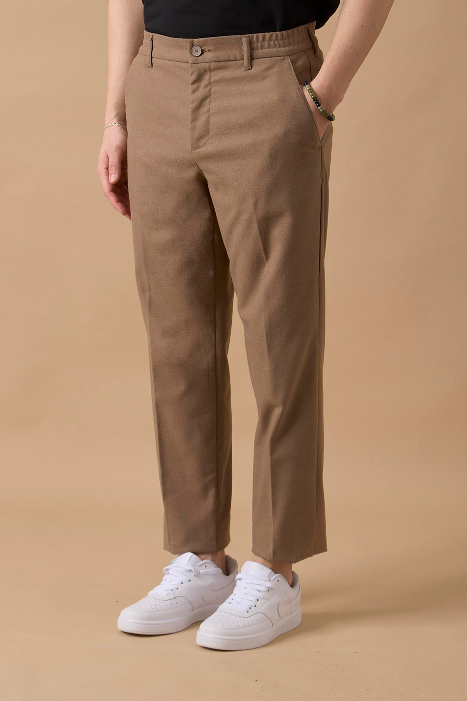 Erkek Beli Lastikli Vizon Chino Pantolon