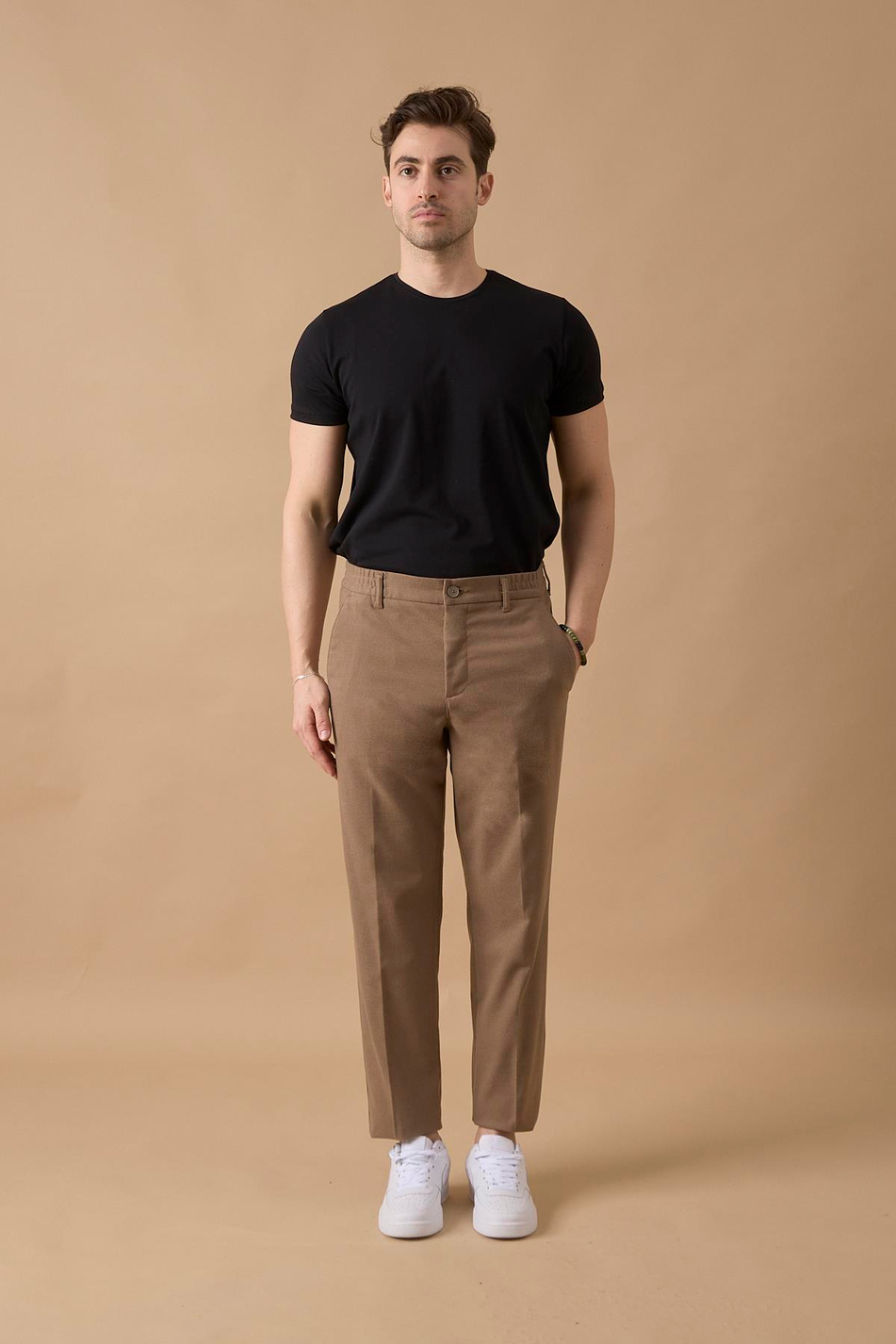 Erkek Beli Lastikli Vizon Chino Pantolon