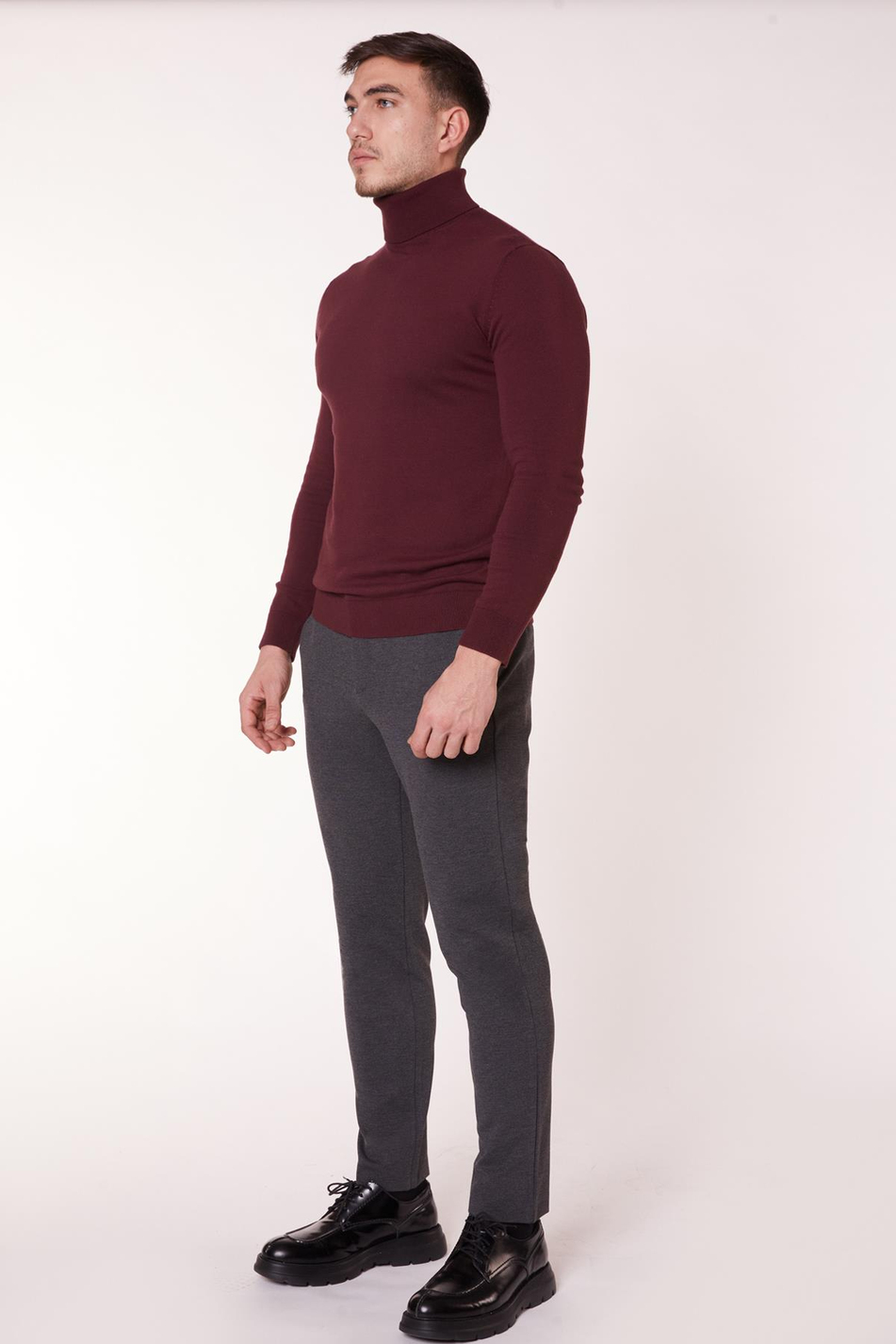 Erkek Beli Yarım Lastikli Arka Cep Fermuarlı Slim Fit Pantolon Antrasit