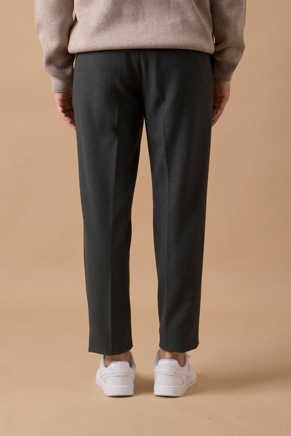 Erkek Beli Yarım Lastikli Fermuarlı Antrasit Chino Pantolon
