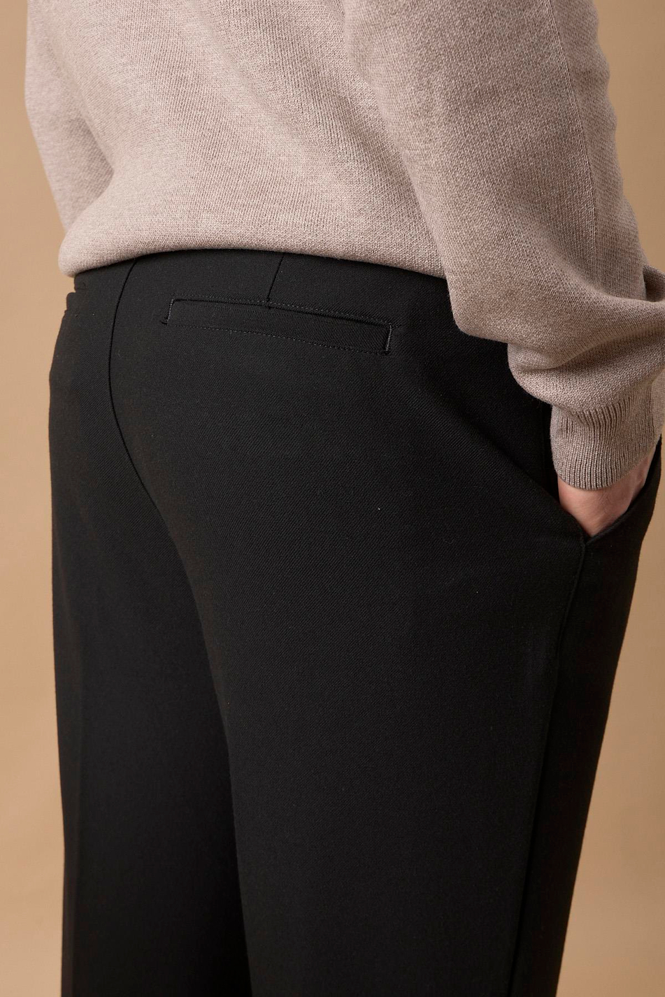 Erkek Beli Yarım Lastikli Fermuarlı Siyah Chino Pantolon